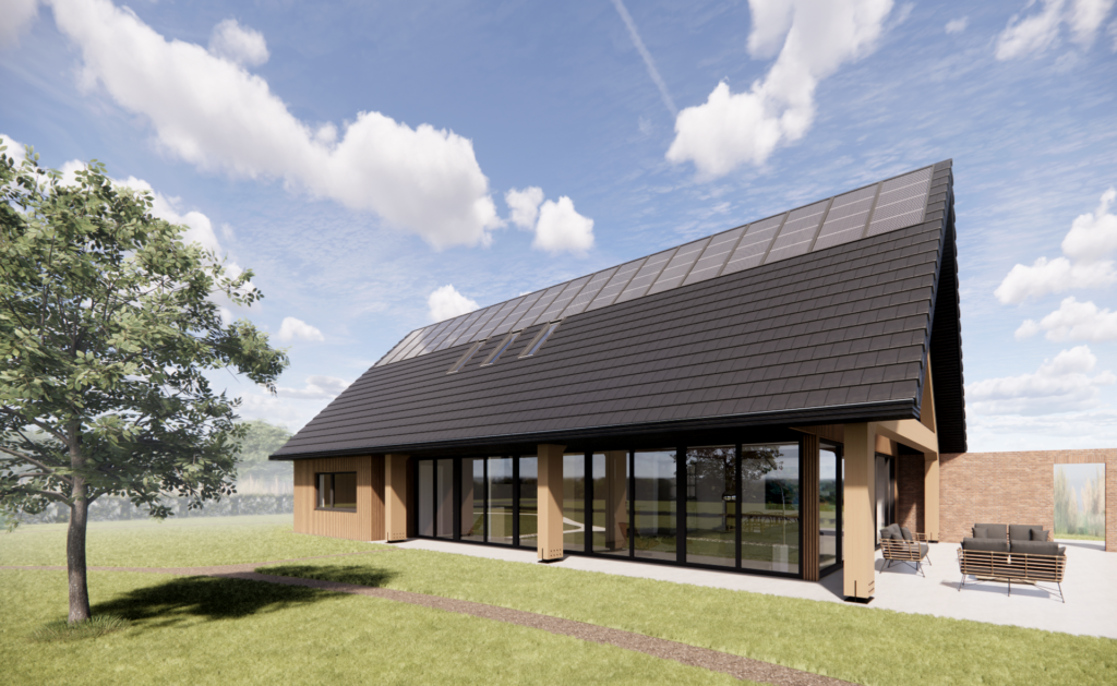 barnhouse with a cantilver on the south facade, schuurwoning met een overstek op de zuidgevel
