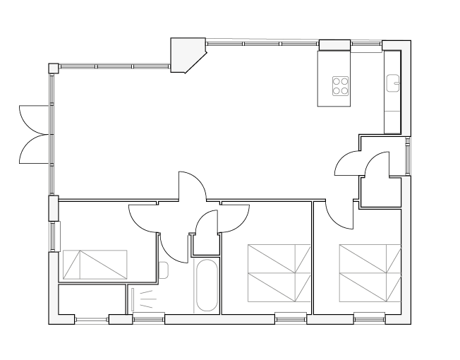 plan of a holiday home at texel, plattegrond van een vakantiehuis op texel, architectuur
